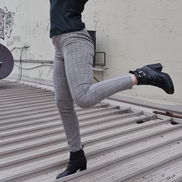 Zara plaid pants high waist skinny fit - Picture 4 of 11